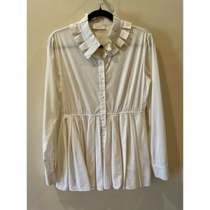 Roberto Capucci White Tunic Dress Structural Haute Couture Ruffles Sz 6 RARE